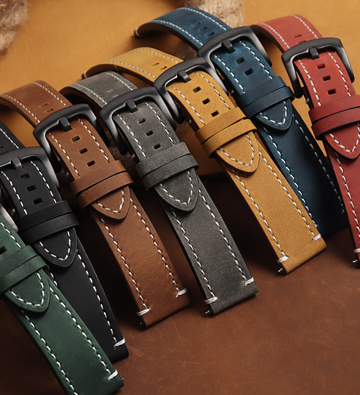 Top grain leather watch straps
